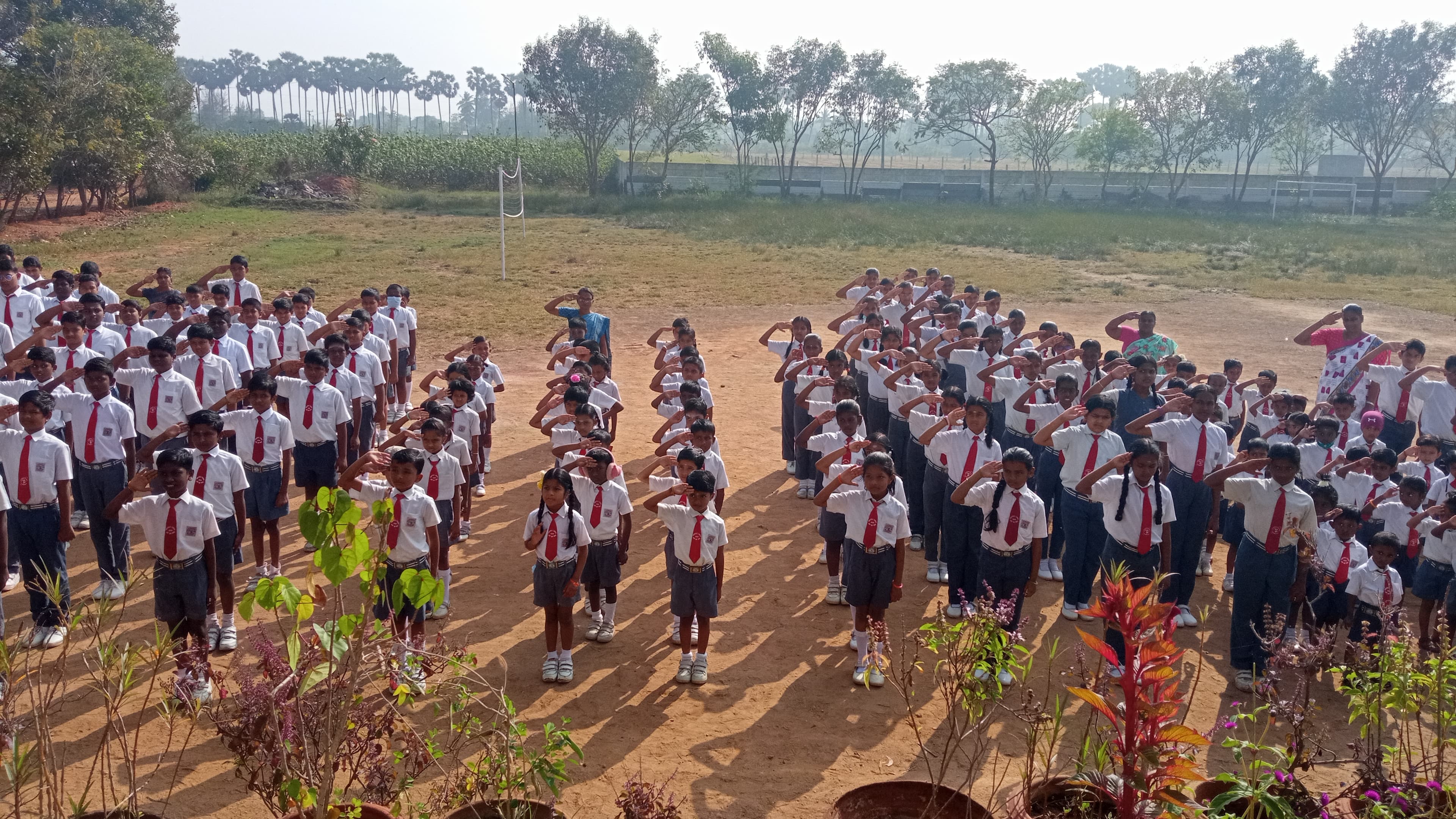 Students in morning assembly at Aurochild School Cuddalore