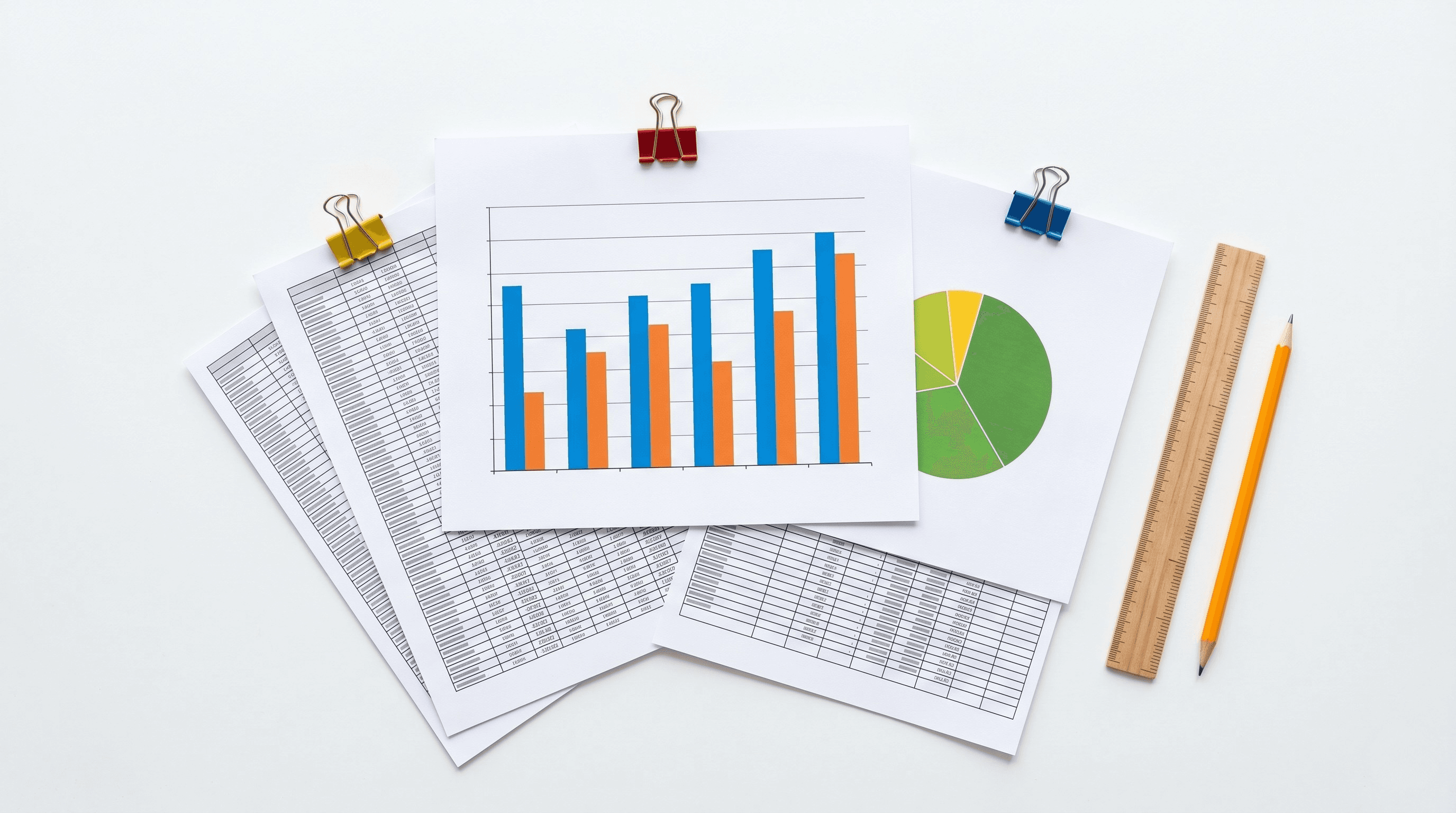 Charts and data representing productivity skills
