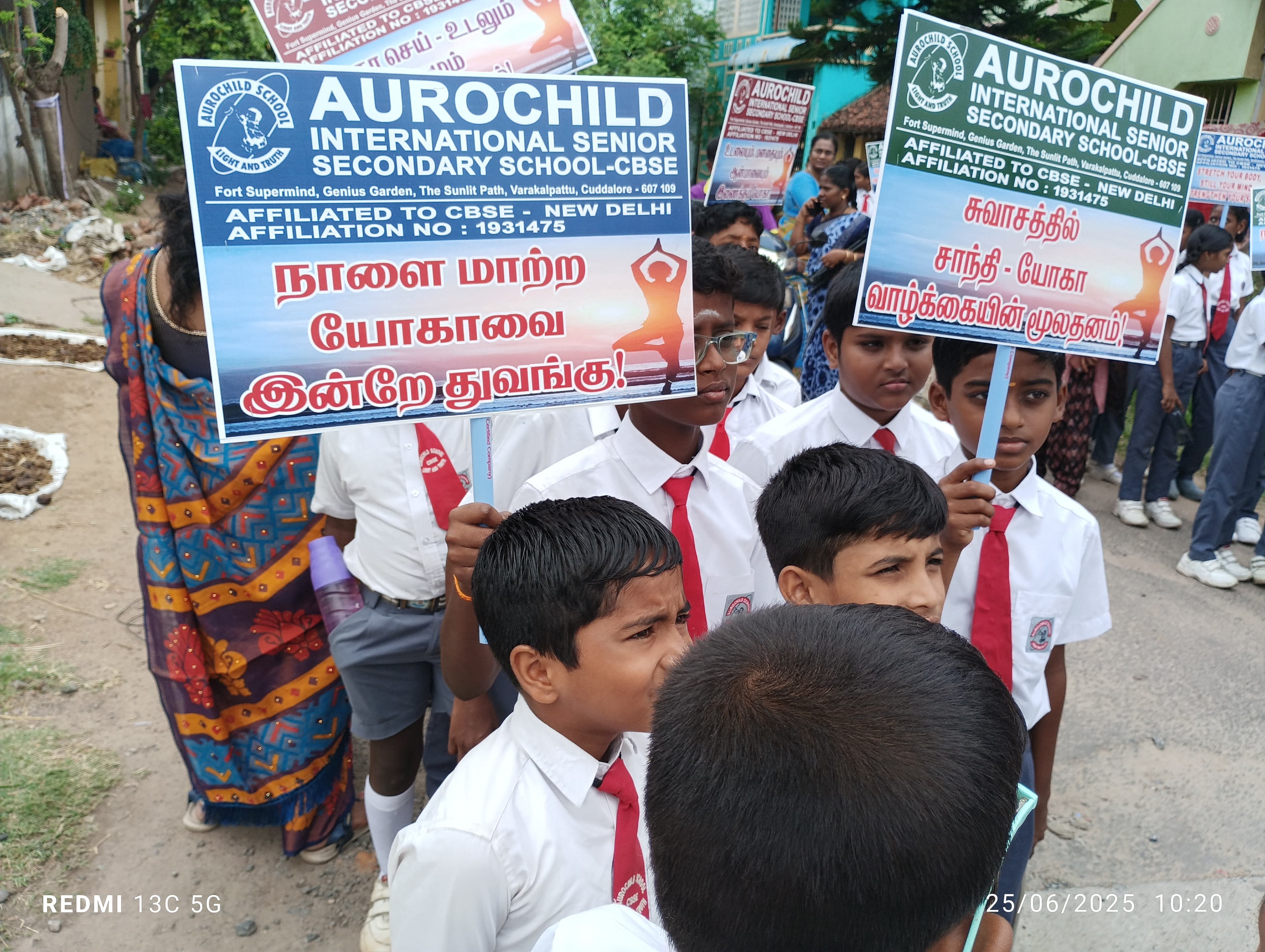 Students participating in an environmental awareness session at Aurochild