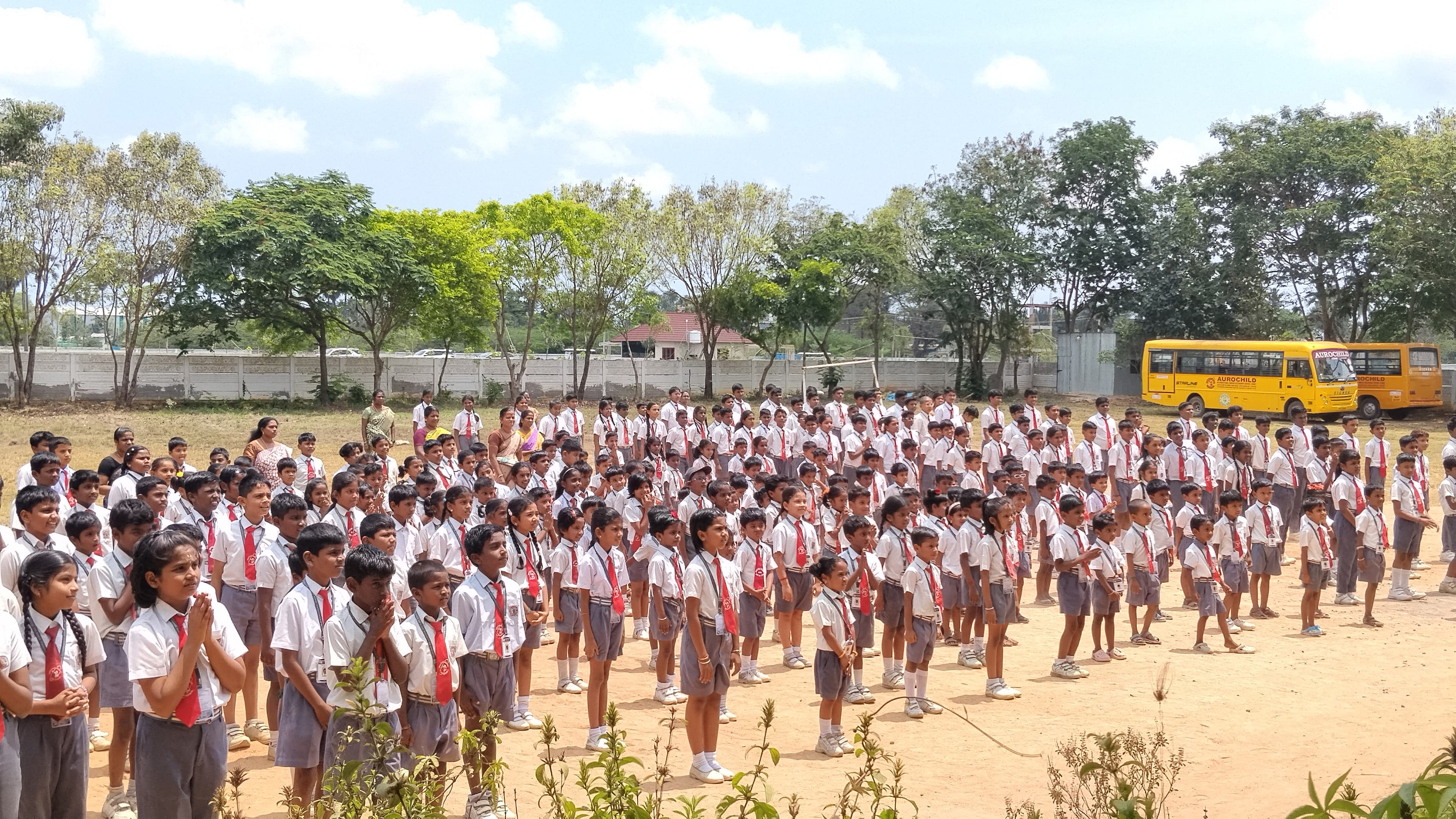 Assembly gathering at Aurochild School Cuddalore