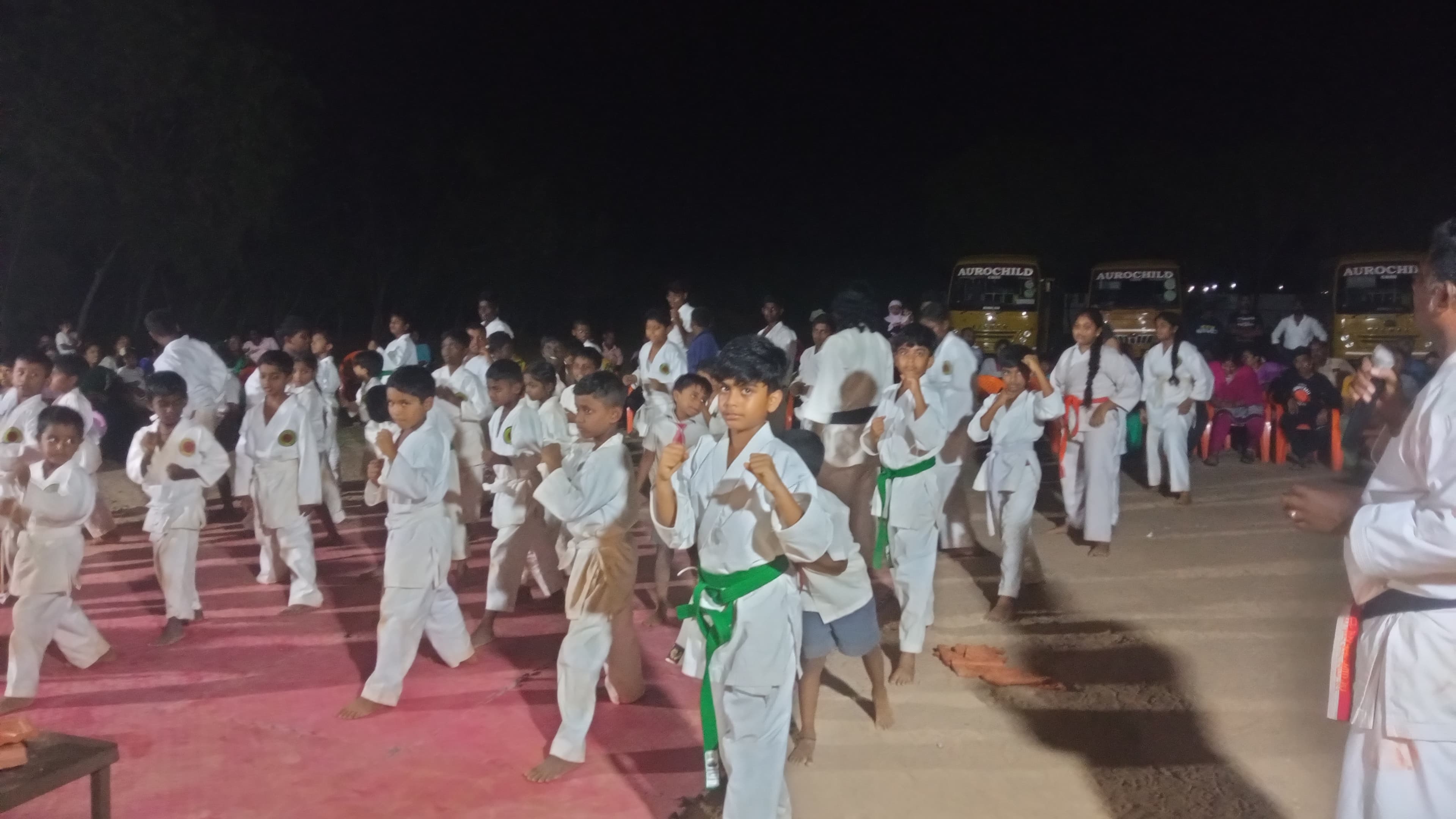 Karate belt award ceremony at Aurochild School Cuddalore