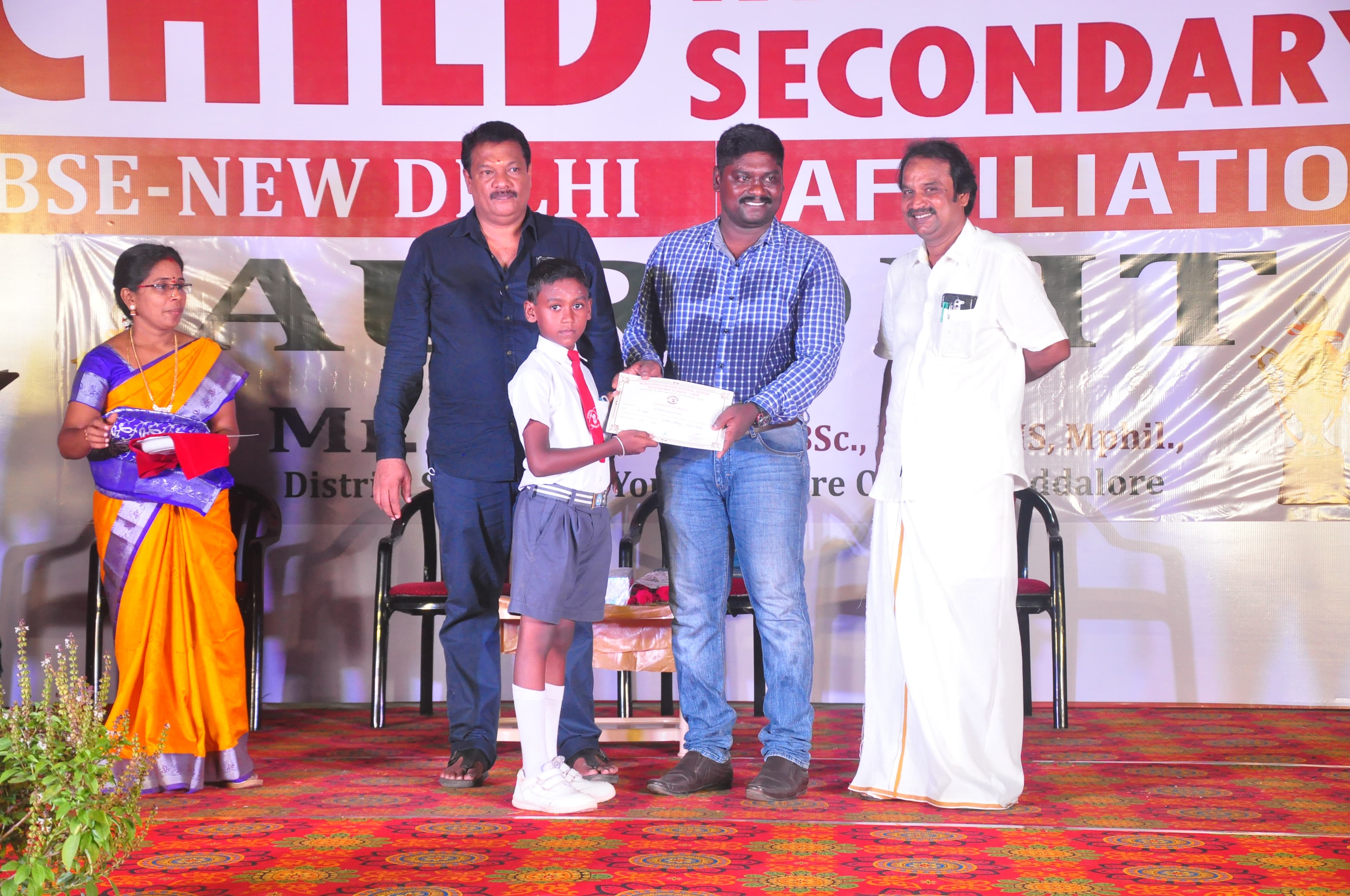 Medal distribution at Aurochild School Cuddalore